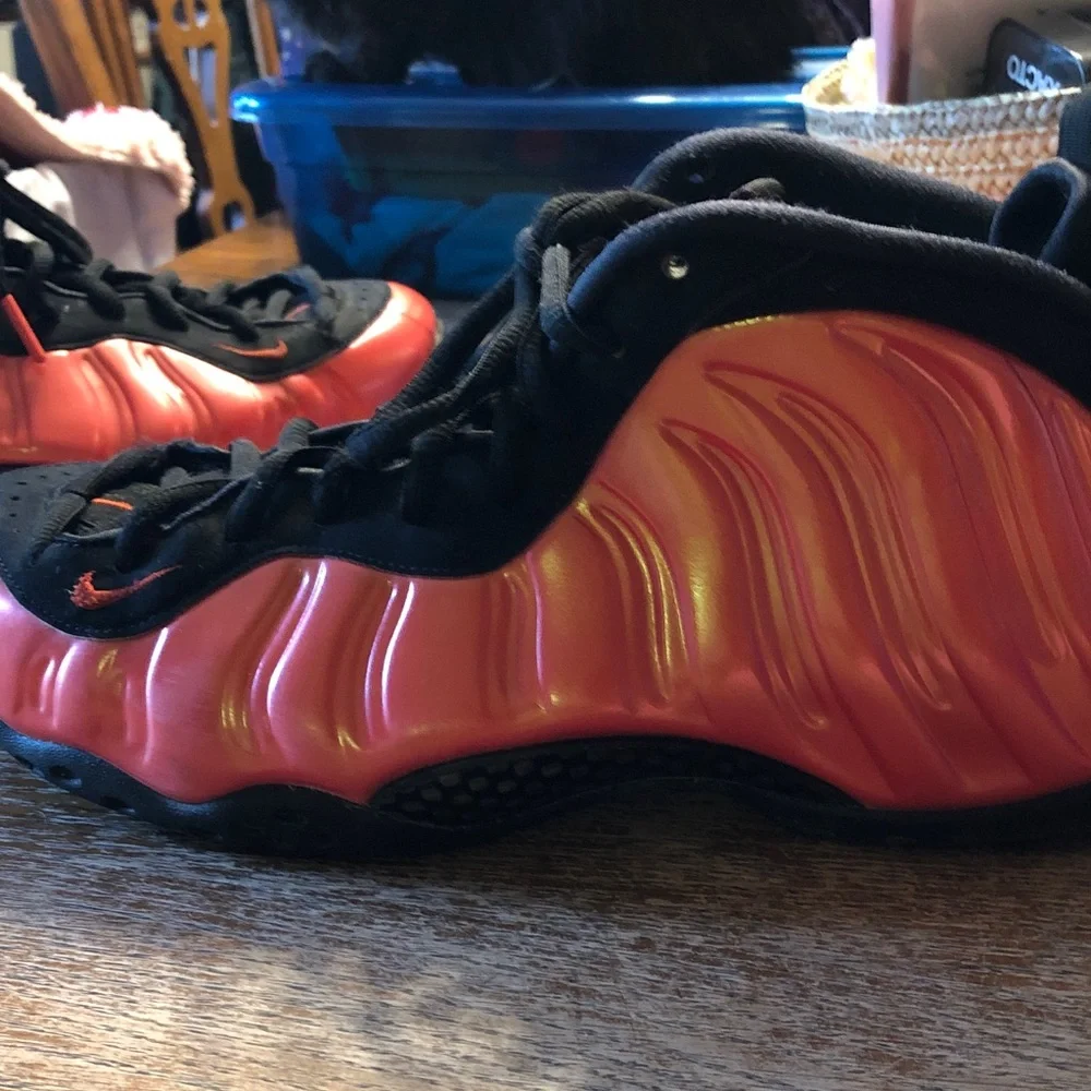 Nike Men’s Sports Red-Black Foamposite Low-Top Sneakers - Picture 10 of 15